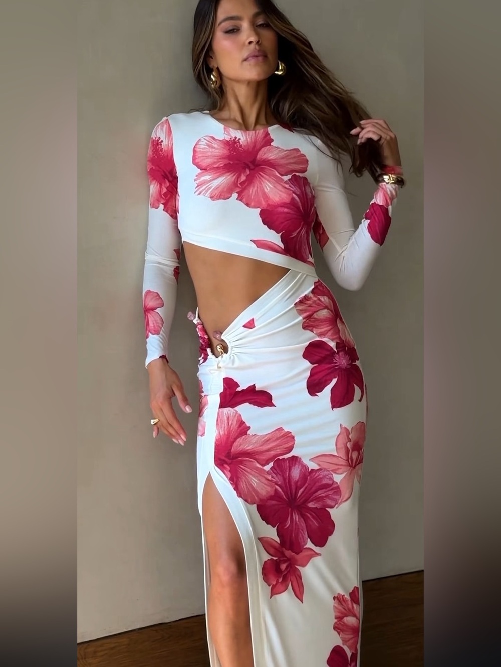 JLUXLABEL Red floral garden oasis maxi dress